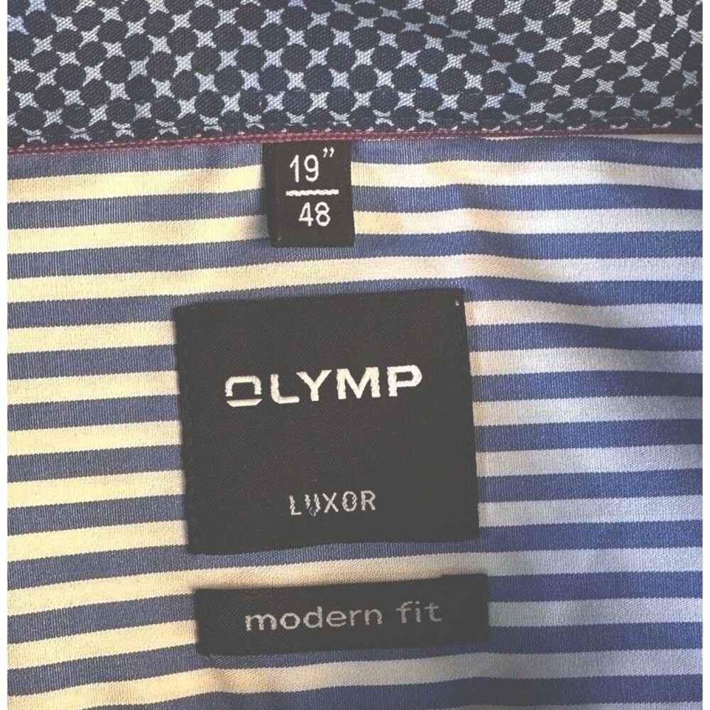 OLYMP Luxor Modern Fit Striped Long Sleeve button Down Dress Shirt size 19”/48